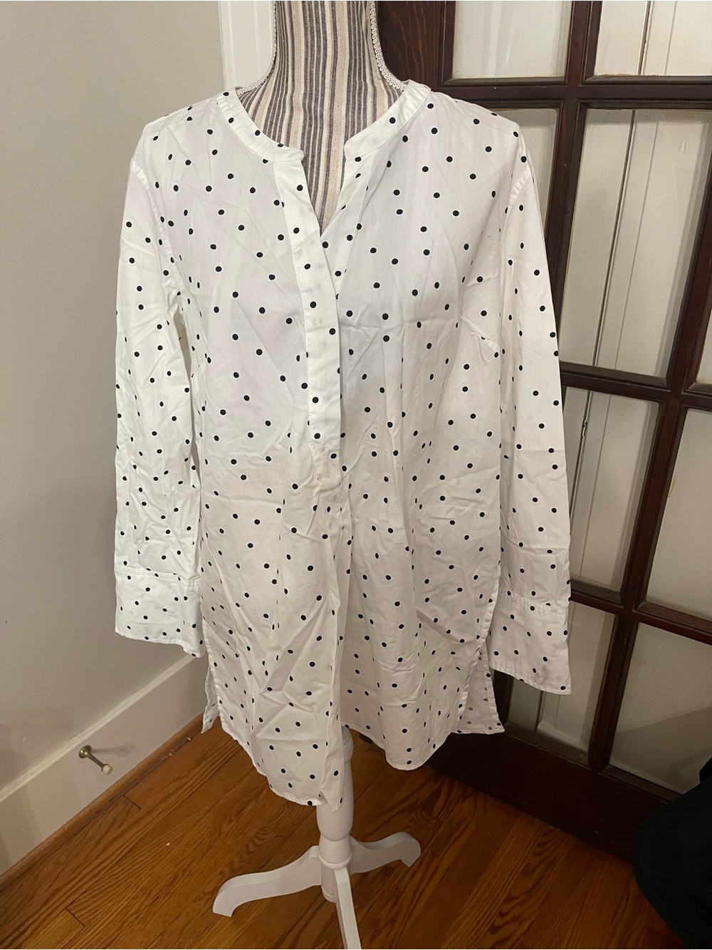 Old Navy White Tunic with Black Polka Dots